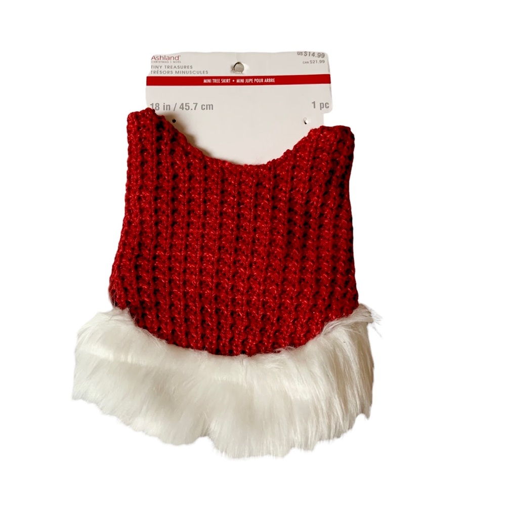 Christmas Chunky Red & White Miniature Xmas Tree Skirt